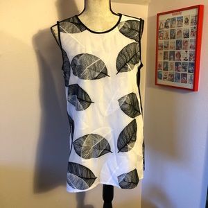 Vince Camuto Leaf Motif Sleeveless Top